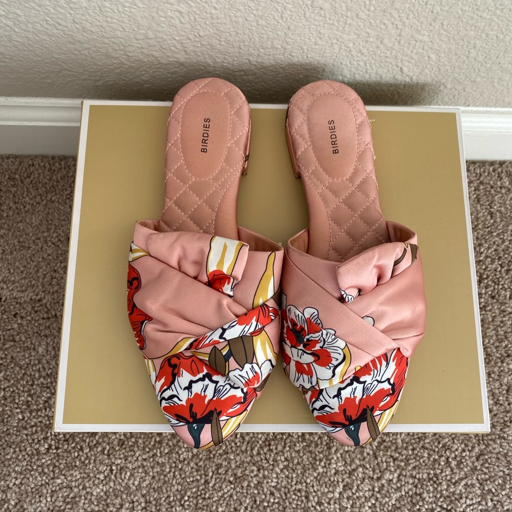 Birdies Silk Floral Slides